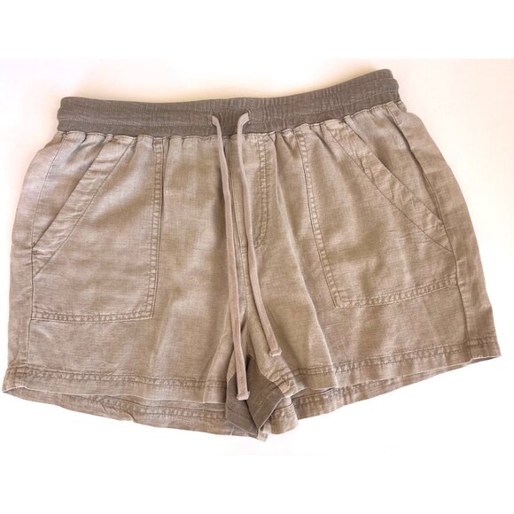 Splendid Campsite Linen Blend Butter Soft Side Pockets 2-tone Drawstring Shorts
